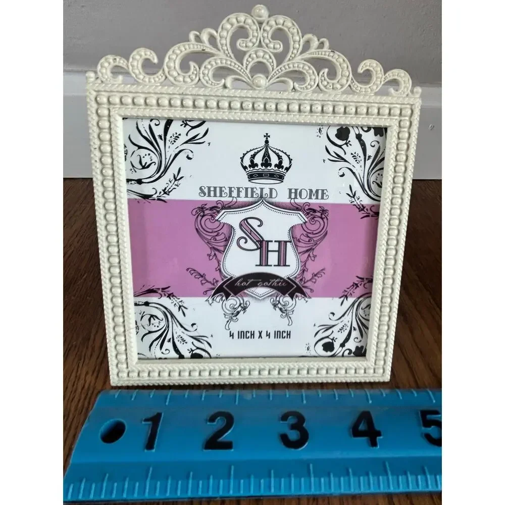Sheffield Home White Ornate Crown Scroll 4x4 Picture Frame